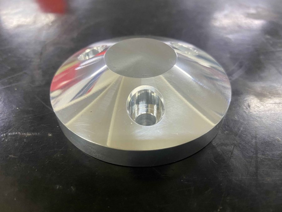 Covico billet steering wheel cap AM1045 polished aluminium for marine use.