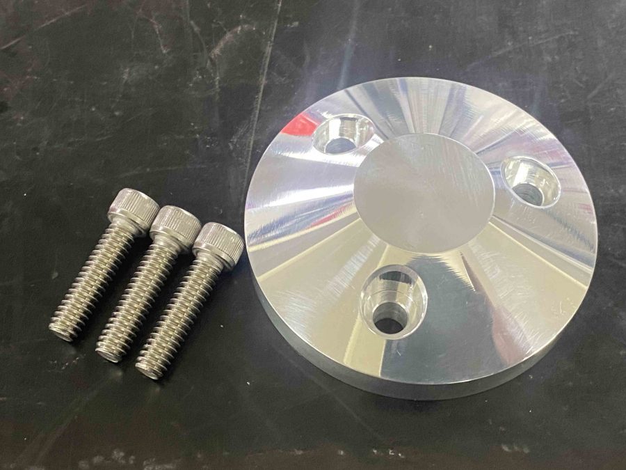 Covico billet steering wheel cap AM1045 polished aluminium for marine use.