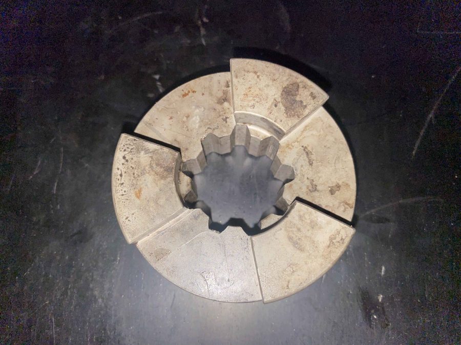 V600C sliding dog to suit warm-up clutch, hardened EN36A steel component.