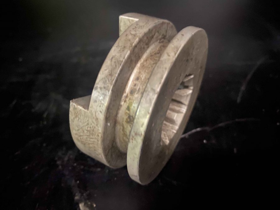 V600C sliding dog to suit warm-up clutch, hardened EN36A steel component.