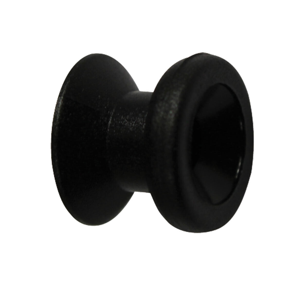 Black plastic shock cord button for marine bungee cords