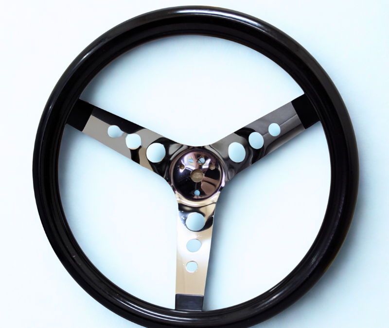 Covico Stainless Deep Dish Steering Wheel 13in black grip
