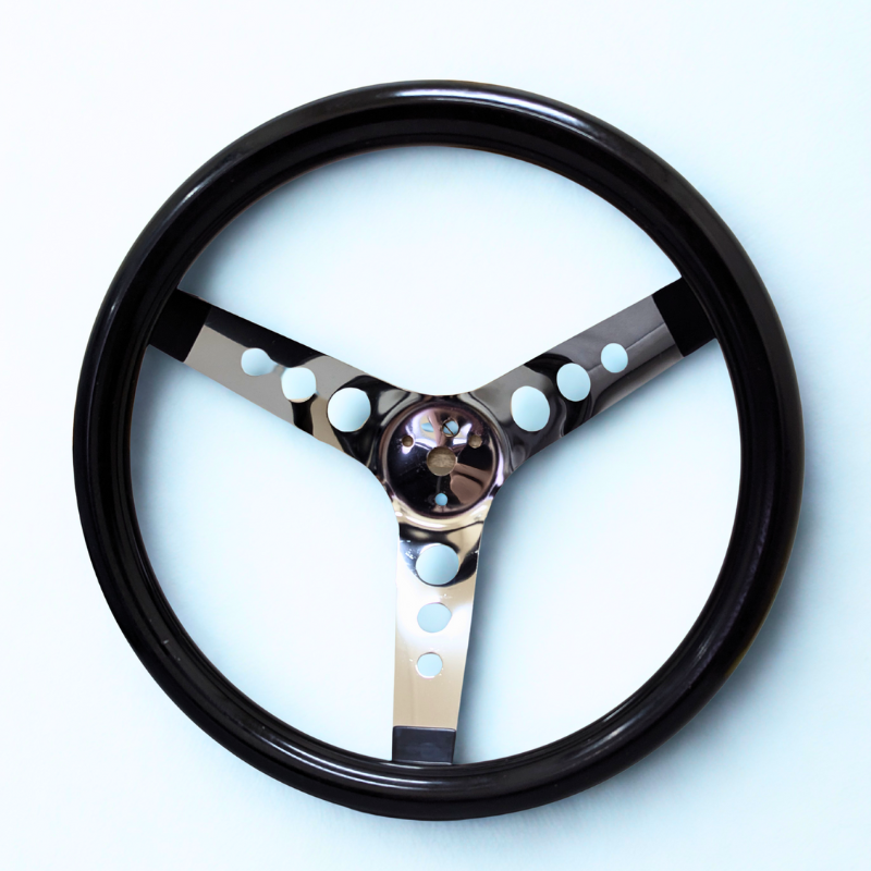 Covico Stainless Deep Dish Steering Wheel 13in black grip